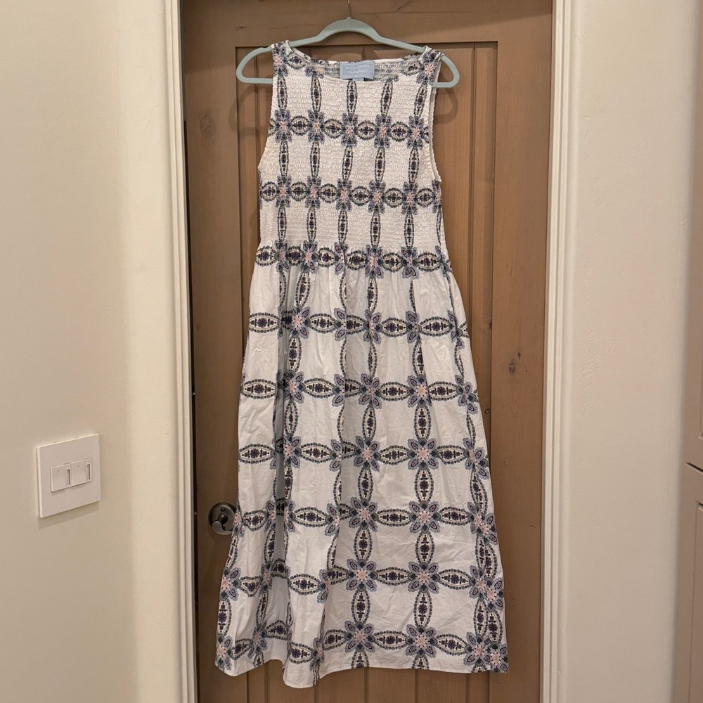 EUC Hill House Cosima Dress Marseille Geo Cotton Sateen - Picture 2 of 4